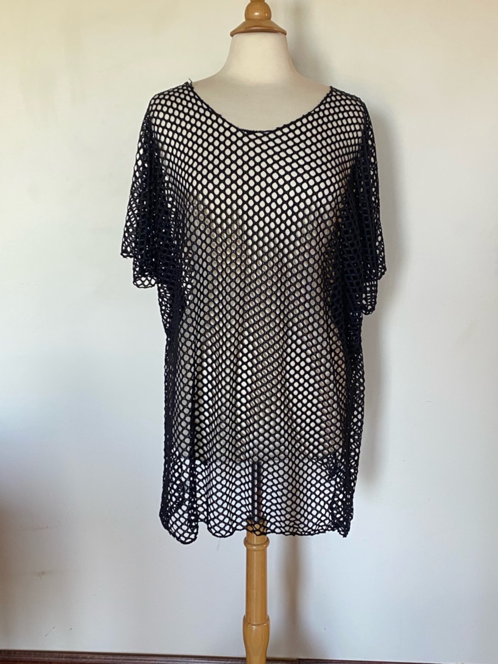 Black Open Weave Fishnet Cover-Up Tunic